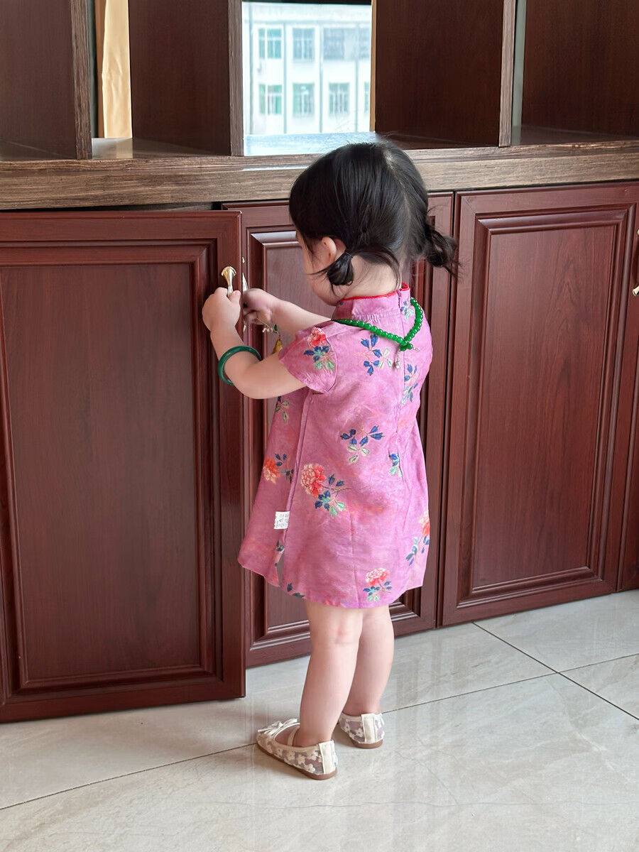 FADOBABY Girls' Qipao Dress 2026 New Summer Children's New Chinese Style Jacquard Retro Dress Baby Hanfu Skirt 23